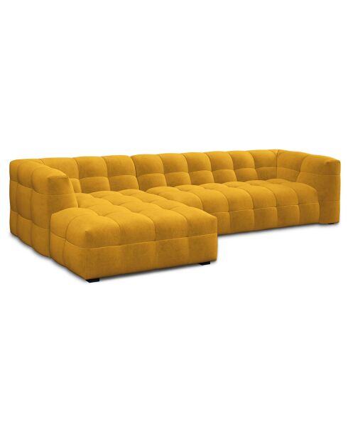 Canapé D'Angle Gauche Velours Vesta 5 Places jaune - 320x170x68 cm