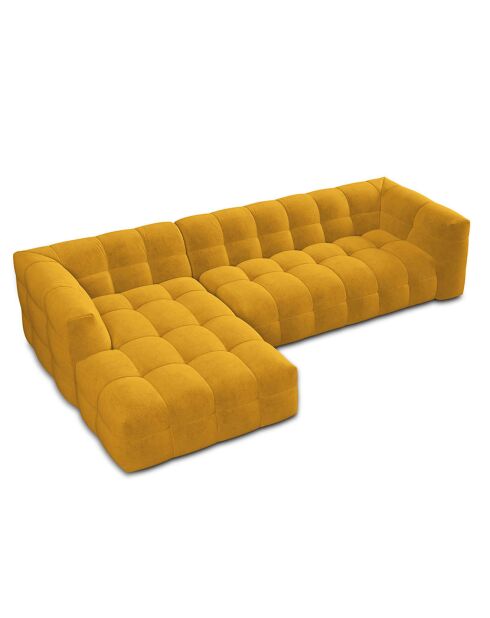 Canapé D'Angle Gauche Velours Vesta 5 Places jaune - 320x170x68 cm