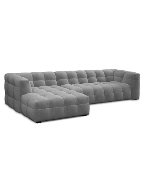 Canapé D'Angle Gauche Velours Vesta 5 Places grise - 320x170x68 cm