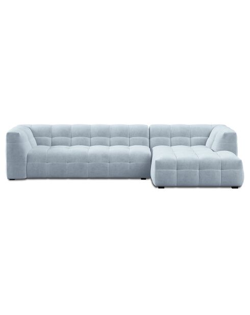 Canapé D'Angle Droit Velours Vesta 5 Places bleu clair - 320x170x68 cm