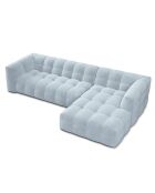Canapé D'Angle Droit Velours Vesta 5 Places bleu clair - 320x170x68 cm