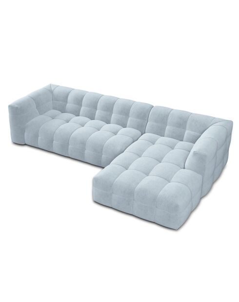 Canapé D'Angle Droit Velours Vesta 5 Places bleu clair - 320x170x68 cm