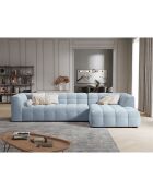 Canapé D'Angle Droit Velours Vesta 5 Places bleu clair - 320x170x68 cm