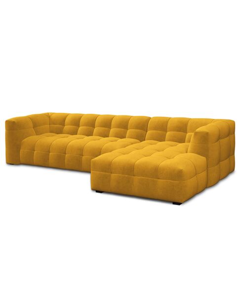 Canapé D'Angle Droit Velours Vesta 5 Places jaune - 320x170x68 cm