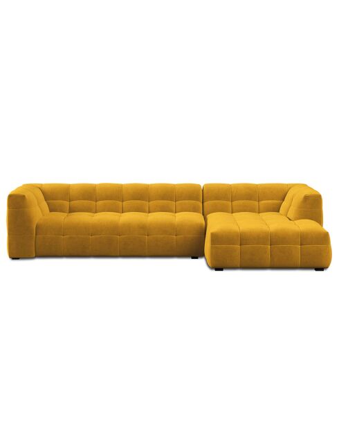 Canapé D'Angle Droit Velours Vesta 5 Places jaune - 320x170x68 cm