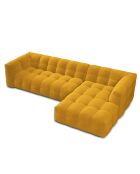 Canapé D'Angle Droit Velours Vesta 5 Places jaune - 320x170x68 cm