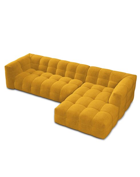 Canapé D'Angle Droit Velours Vesta 5 Places jaune - 320x170x68 cm