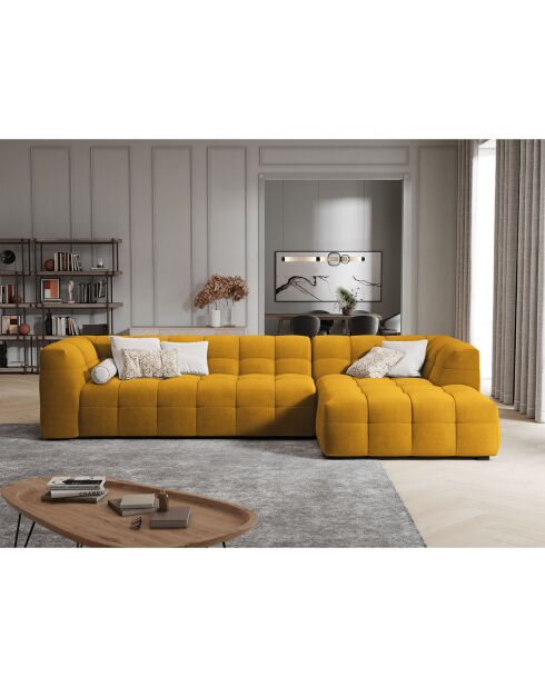 Canapé D'Angle Droit Velours Vesta 5 Places jaune - 320x170x68 cm