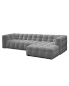 Canapé D'Angle Droit Velours Vesta 5 Places grise - 320x170x68 cm