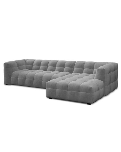 Canapé D'Angle Droit Velours Vesta 5 Places grise - 320x170x68 cm