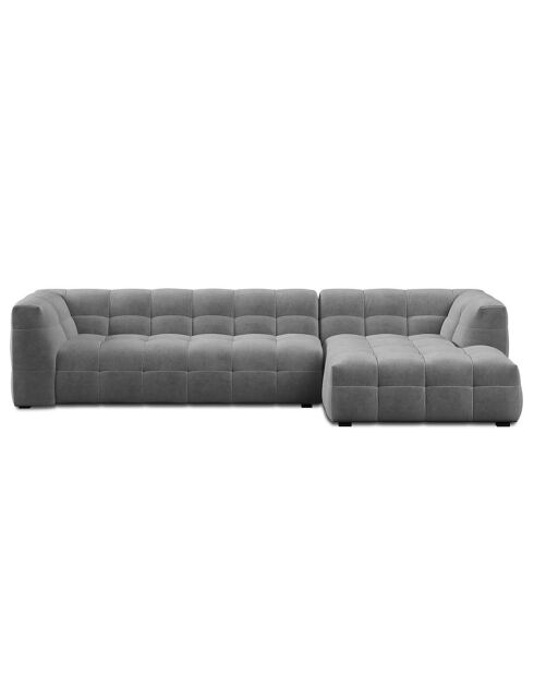 Canapé D'Angle Droit Velours Vesta 5 Places grise - 320x170x68 cm