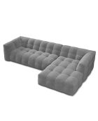 Canapé D'Angle Droit Velours Vesta 5 Places grise - 320x170x68 cm