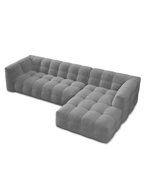 Canapé D'Angle Droit Velours Vesta 5 Places grise - 320x170x68 cm