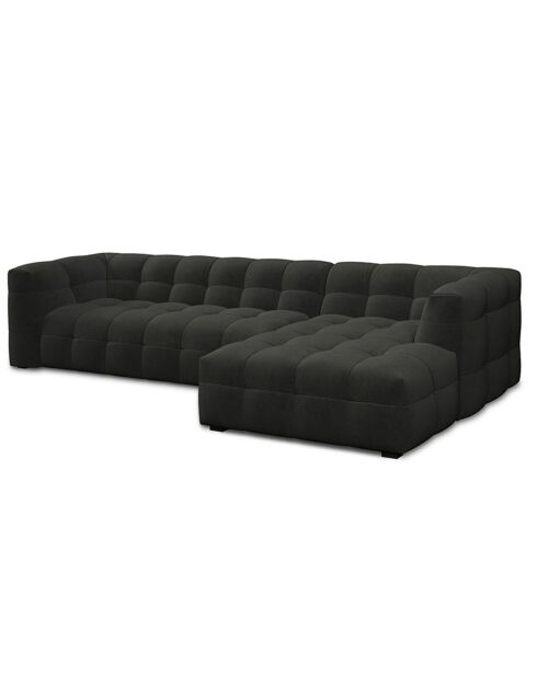 Canapé d'Angle Droit Velours Vesta 5 Places gris foncé - 320x170x68 cm