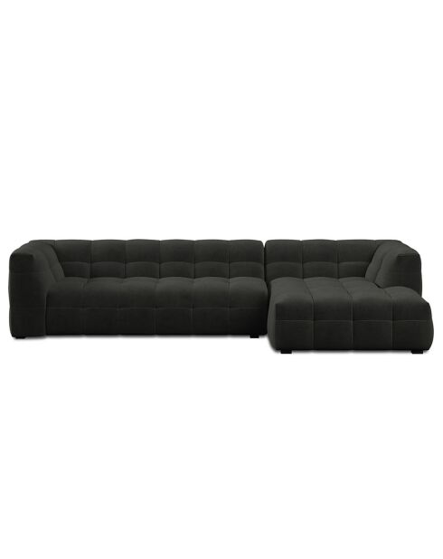 Canapé d'Angle Droit Velours Vesta 5 Places gris foncé - 320x170x68 cm