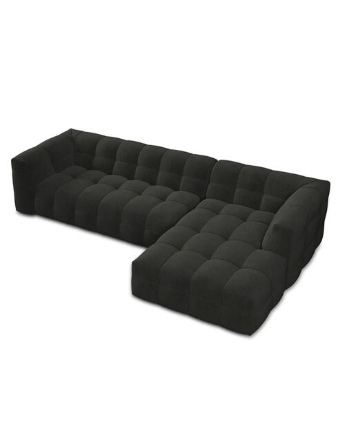 Canapé d'Angle Droit Velours Vesta 5 Places gris foncé - 320x170x68 cm