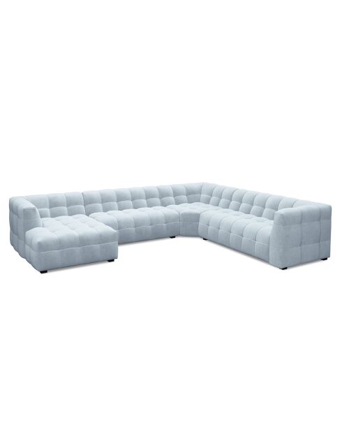 Canapé Panoramique Droit Velours Vesta 8 Places bleu clair - 366x273x69 cm