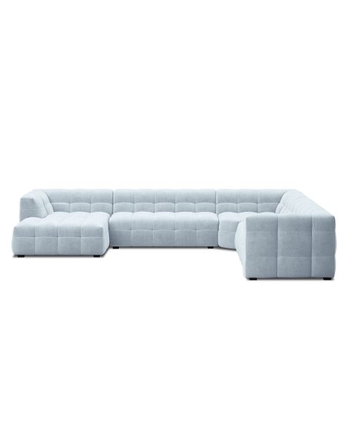 Canapé Panoramique Droit Velours Vesta 8 Places bleu clair - 366x273x69 cm