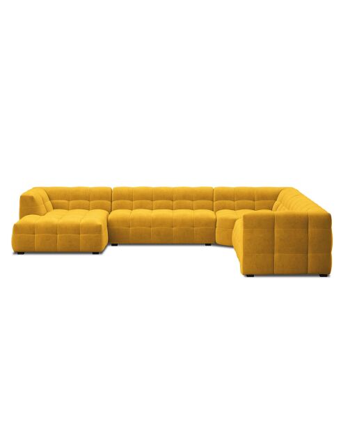 Canapé Panoramique Droit Velours Vesta 8 Places jaune - 366x273x69 cm