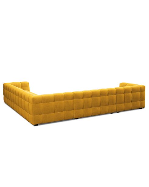 Canapé Panoramique Droit Velours Vesta 8 Places jaune - 366x273x69 cm