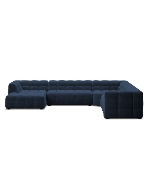 Canapé Panoramique Droit Velours Vesta 8 Places bleu roi - 366x273x69 cm