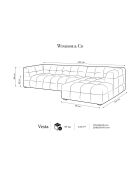 Canapé D'Angle Droit Velours Vesta 5 Places grise - 320x170x68 cm