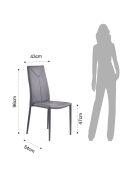 4 Chaises Sally grises - 96x43x54 cm