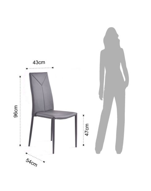 4 Chaises Sally grises - 96x43x54 cm
