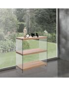 Bibliothèque à trois étagères Nancy 75 bois/transparent - 81x75x29.5 cm