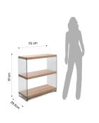 Bibliothèque à trois étagères Nancy 75 bois/transparent - 81x75x29.5 cm