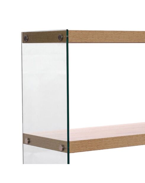 Bibliothèque à 4 étagères Nancy 75 transparent/chêne - 120x75x29.5 cm