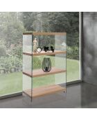 Bibliothèque à 4 étagères Nancy 75 transparent/chêne - 120x75x29.5 cm