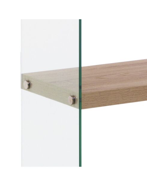 Bibliothèque à 5 étagères Nancy 75 transparent/chêne - 159x75x29.5 cm