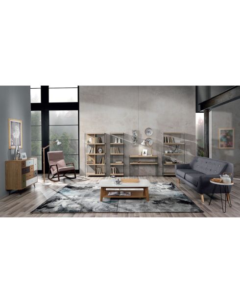 Bibliothèque à 5 étagères Nancy 75 transparent/chêne - 159x75x29.5 cm