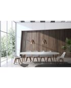 Table Ego Wood blanc/chêne - 75x105x170 cm