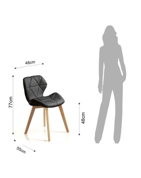 2 Chaises New Kemi-A noir/chêne - 77x48x55 cm