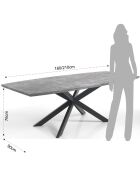 Table à rallonge Hics 2 ciment/noir - 76x90x160/210 cm