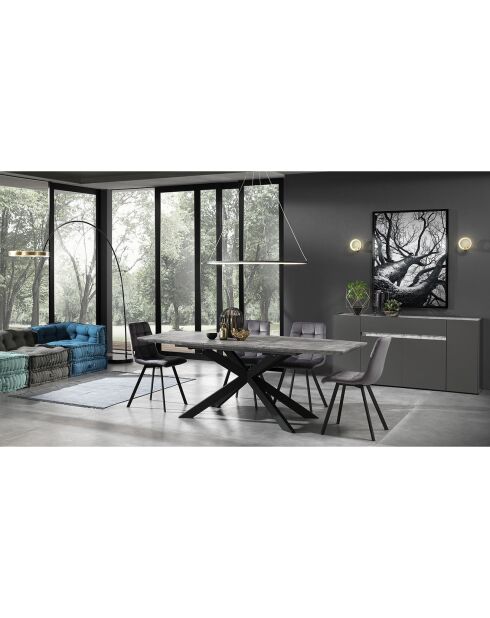 Table à rallonge Hics 2 ciment/noir - 76x90x160/210 cm