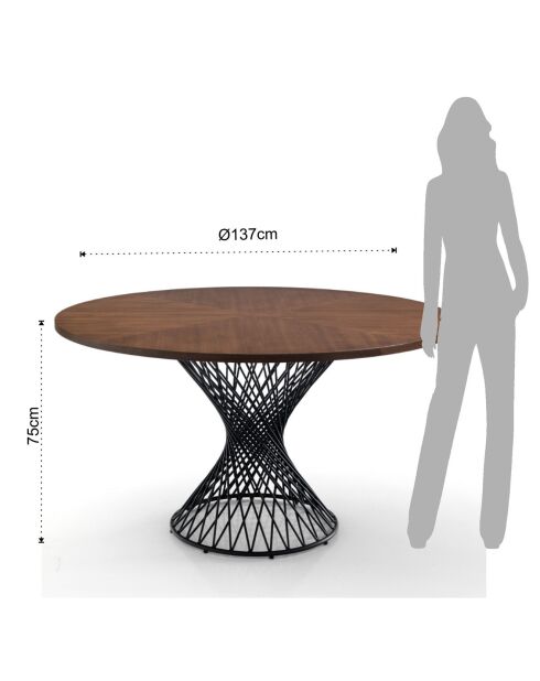 Table Clew noyer/noir - 75x137 cm