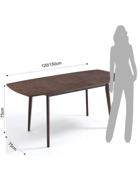 Table à rallonge Still noyer - 75x75x120/150 cm