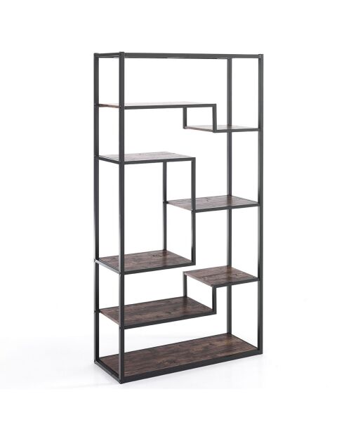 Armoire/Bibliothèque Jumble High noir/bois vieilli - 160x80x30 cm