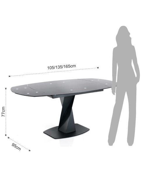 Table à rallonge Twisted noire - 77x95x105 cm