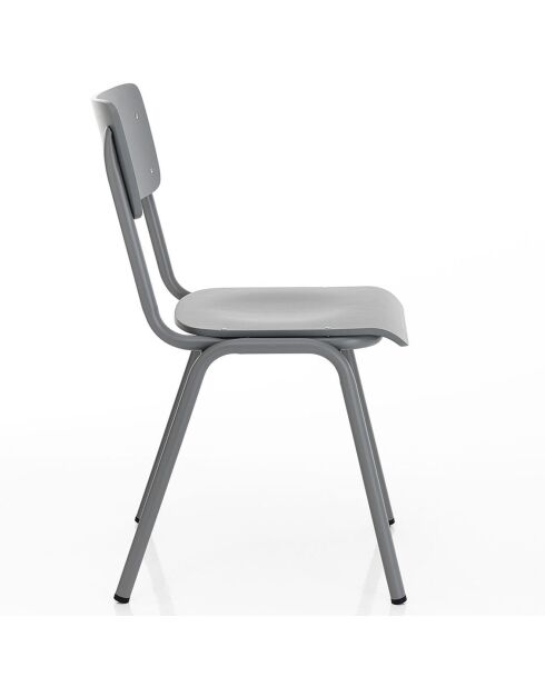 4 Chaises Old School grises - 80x44x57 cm