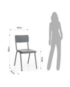 4 Chaises Old School grises - 80x44x57 cm