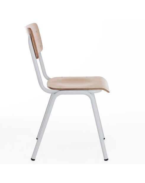 4 Chaises Old School blanc/chêne - 80x44x57 cm