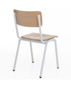 4 Chaises Old School blanc/chêne - 80x44x57 cm