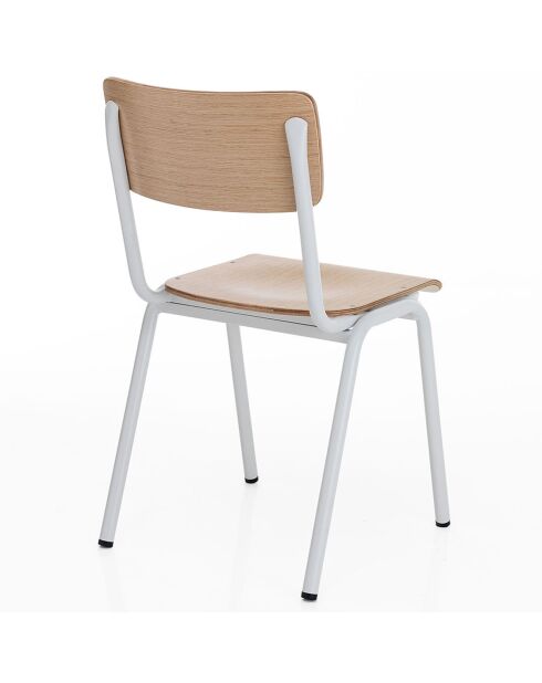 4 Chaises Old School blanc/chêne - 80x44x57 cm