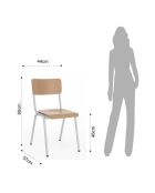 4 Chaises Old School blanc/chêne - 80x44x57 cm