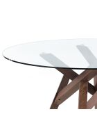 Table ronde Cork transparent/noyer - 75x137 cm