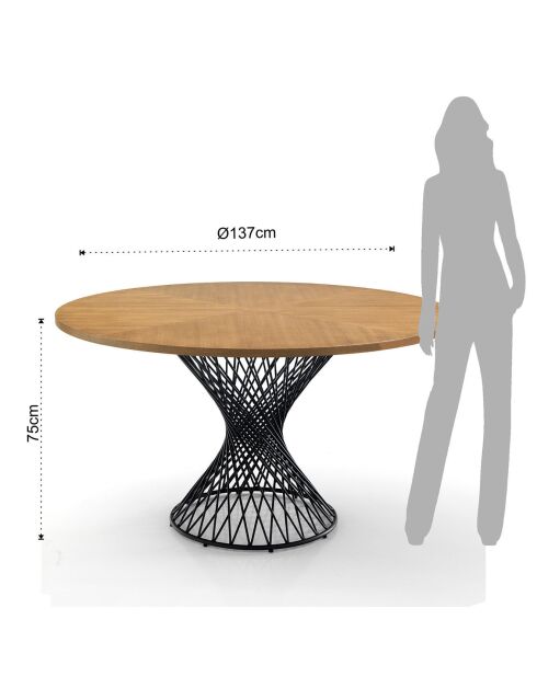 Table Clew chêne/noir - 75x137 cm